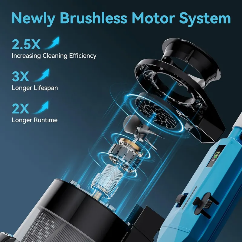 ROBOKLEEN Cordless Pool Vacuum with Telescopic Pole, Powerful 30 GPM Suction