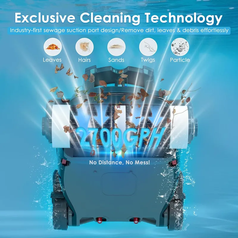 ROBOKLEEN Cordless Robotic Pool Cleaner, Extended Battery Life